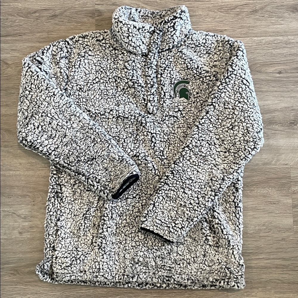 Top of the World MICHIGAN STATE MSU Sherpa 1/4 Snap Pullover Fleece Large